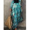 imageMoss Rose Women Summer Caftan Coverups Dress Kimono Beach Vacation Wear V Neck Print Maxi Boho DressZblue