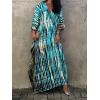 imageMoss Rose Women Summer Caftan Coverups Dress Kimono Beach Vacation Wear V Neck Print Maxi Boho DressZblue