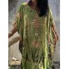imageMoss Rose Women Summer Caftan Coverups Dress Kimono Beach Vacation Wear V Neck Print Maxi Boho DressZgreen