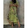 imageMoss Rose Women Summer Caftan Coverups Dress Kimono Beach Vacation Wear V Neck Print Maxi Boho DressZgreen