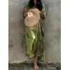 imageMoss Rose Women Summer Caftan Coverups Dress Kimono Beach Vacation Wear V Neck Print Maxi Boho DressZgreen