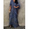 imageMoss Rose Women Summer Caftan Coverups Dress Kimono Beach Vacation Wear V Neck Print Maxi Boho DressZnavy