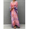 imageMoss Rose Women Summer Caftan Coverups Dress Kimono Beach Vacation Wear V Neck Print Maxi Boho DressZpink