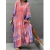 imageMoss Rose Women Summer Caftan Coverups Dress Kimono Beach Vacation Wear V Neck Print Maxi Boho DressZpink