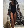 imageMoss Rose Women Summer Caftan Kimono Cardigan Open Fron Swimsuit Kaftan Maxi Beach Vacation Clothes with BeltAblack