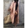 imageMoss Rose Women Summer Caftan Kimono Cardigan Open Fron Swimsuit Kaftan Maxi Beach Vacation Clothes with BeltAbrown