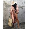 imageMoss Rose Women Summer Caftan Kimono Cardigan Open Fron Swimsuit Kaftan Maxi Beach Vacation Clothes with BeltAbrown