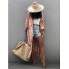 imageMoss Rose Women Summer Caftan Kimono Cardigan Open Fron Swimsuit Kaftan Maxi Beach Vacation Clothes with BeltAbrown