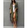 imageMoss Rose Women Summer Caftan Kimono Cardigan Open Fron Swimsuit Kaftan Maxi Beach Vacation Clothes with BeltAgreen