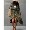 imageMoss Rose Women Summer Caftan Kimono Cardigan Open Fron Swimsuit Kaftan Maxi Beach Vacation Clothes with BeltAgreen