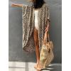 imageMoss Rose Women Summer Caftan Kimono Cardigan Open Fron Swimsuit Kaftan Maxi Beach Vacation Clothes with BeltAkhaki