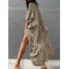 imageMoss Rose Women Summer Caftan Kimono Cardigan Open Fron Swimsuit Kaftan Maxi Beach Vacation Clothes with BeltAkhaki