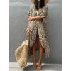 imageMoss Rose Women Summer Caftan Kimono Cardigan Open Fron Swimsuit Kaftan Maxi Beach Vacation Clothes with BeltAkhaki