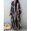 imageMoss Rose Women Summer Caftan Kimono Cardigan Open Fron Swimsuit Kaftan Maxi Beach Vacation Clothes with BeltBblack