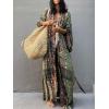 imageMoss Rose Women Summer Caftan Kimono Cardigan Open Fron Swimsuit Kaftan Maxi Beach Vacation Clothes with BeltBkhaki