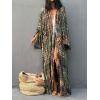 imageMoss Rose Women Summer Caftan Kimono Cardigan Open Fron Swimsuit Kaftan Maxi Beach Vacation Clothes with BeltBkhaki