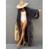 imageMoss Rose Women Summer Caftan Kimono Cardigan Open Fron Swimsuit Kaftan Maxi Beach Vacation Clothes with BeltBnavy