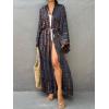 imageMoss Rose Women Summer Caftan Kimono Cardigan Open Fron Swimsuit Kaftan Maxi Beach Vacation Clothes with BeltBnavy