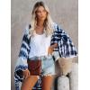 imageMoss Rose Women Summer Caftan Kimono Cardigan Open Fron Swimsuit Kaftan Maxi Beach Vacation Clothes with BeltBwhite Blue