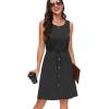 imageMoss Rose Women Summer Dresses Sleeveless Casual Loose Swing Midi Dress with PocketsBlack