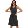 imageMoss Rose Women Summer Dresses Sleeveless Casual Loose Swing Midi Dress with PocketsBlack