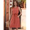 imageMoss Rose Women Summer Dresses Sleeveless Casual Loose Swing Midi Dress with PocketsBrick Red