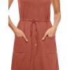 imageMoss Rose Women Summer Dresses Sleeveless Casual Loose Swing Midi Dress with PocketsBrick Red