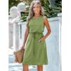 imageMoss Rose Women Summer Dresses Sleeveless Casual Loose Swing Midi Dress with PocketsGreen