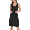 imageMoss Rose Women Summer Dresses Sleeveless Casual Loose Swing Midi Dress with PocketsZblack