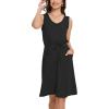 imageMoss Rose Women Summer Dresses Sleeveless Casual Loose Swing Midi Dress with PocketsZblack