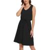 imageMoss Rose Women Summer Dresses Sleeveless Casual Loose Swing Midi Dress with PocketsZblack