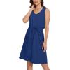 imageMoss Rose Women Summer Dresses Sleeveless Casual Loose Swing Midi Dress with PocketsZblue