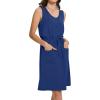 imageMoss Rose Women Summer Dresses Sleeveless Casual Loose Swing Midi Dress with PocketsZblue