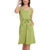 imageMoss Rose Women Summer Dresses Sleeveless Casual Loose Swing Midi Dress with PocketsZgreen