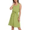 imageMoss Rose Women Summer Dresses Sleeveless Casual Loose Swing Midi Dress with PocketsZgreen