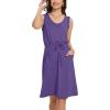 imageMoss Rose Women Summer Dresses Sleeveless Casual Loose Swing Midi Dress with PocketsZpurple