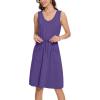 imageMoss Rose Women Summer Dresses Sleeveless Casual Loose Swing Midi Dress with PocketsZpurple
