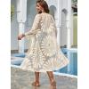 imageMoss Rose Womens Bathing Suit Cover Up 34 Sleeve Mesh Swimsuit Coverup Long Floral Beach Lace Kimono CardiganBeige