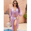 imageMoss Rose Womens Bathing Suit Cover Up 34 Sleeve Mesh Swimsuit Coverup Long Floral Beach Lace Kimono CardiganPurple