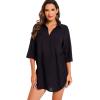 imageMoss Rose Womens Bathing Suit Cover Ups Bikini Swimsuit Coverup Drawstring Beach Dress ShirtBlack