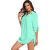 imageMoss Rose Womens Bathing Suit Cover Ups Bikini Swimsuit Coverup Drawstring Beach Dress ShirtGreen