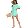 imageMoss Rose Womens Bathing Suit Cover Ups Bikini Swimsuit Coverup Drawstring Beach Dress ShirtGreen