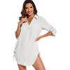 imageMoss Rose Womens Bathing Suit Cover Ups Bikini Swimsuit Coverup Drawstring Beach Dress ShirtWhite