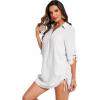 imageMoss Rose Womens Bathing Suit Cover Ups Bikini Swimsuit Coverup Drawstring Beach Dress ShirtWhite