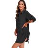 imageMoss Rose Womens Bathing Suit Cover Ups Bikini Swimsuit Coverup Drawstring Button Down Beach Dress ShirtBlack