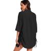 imageMoss Rose Womens Bathing Suit Cover Ups Bikini Swimsuit Coverup Drawstring Button Down Beach Dress ShirtBlack