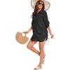 imageMoss Rose Womens Bathing Suit Cover Ups Bikini Swimsuit Coverup Drawstring Button Down Beach Dress ShirtBlack