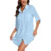 imageMoss Rose Womens Bathing Suit Cover Ups Bikini Swimsuit Coverup Drawstring Button Down Beach Dress ShirtBlue
