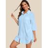 imageMoss Rose Womens Bathing Suit Cover Ups Bikini Swimsuit Coverup Drawstring Button Down Beach Dress ShirtBlue