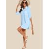 imageMoss Rose Womens Bathing Suit Cover Ups Bikini Swimsuit Coverup Drawstring Button Down Beach Dress ShirtBlue